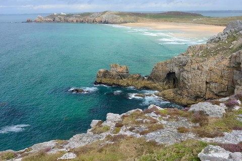 Rocky coast and sandy bay