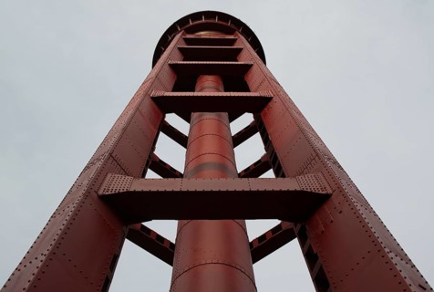 Historic steel water tower in the Schoeneberger Suedgelaende nature park in the Tempelhof-Schoeneberg district