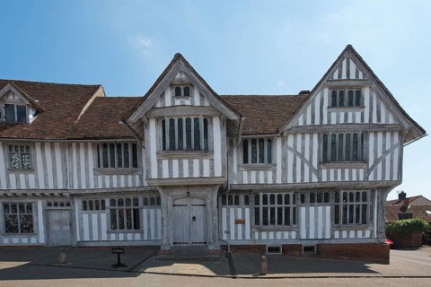 Houses in Lavenham in typical half-timbered architecture
