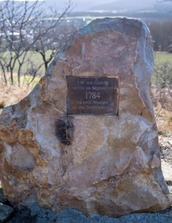 Memorial stone to J. W. von Goethe at the Koenigstein rock formation