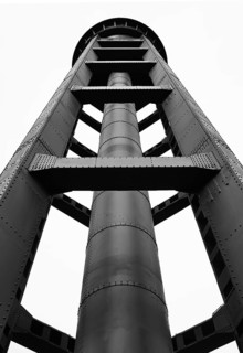 Historic steel water tower in the Schoeneberger Suedgelaende nature Park