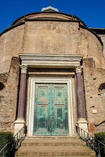 Historical original door in bronze from antiquity from Temple of Romulus