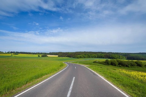 Winding Country Road in Spring