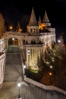 Fisherman's Bastion on Buda Castle Hill by night