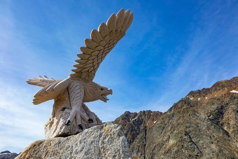 Eagle sculpture on the pass summit of the Timmelsjoch High Alpine Road