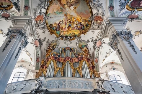 Organ gallery and ceiling frescoes