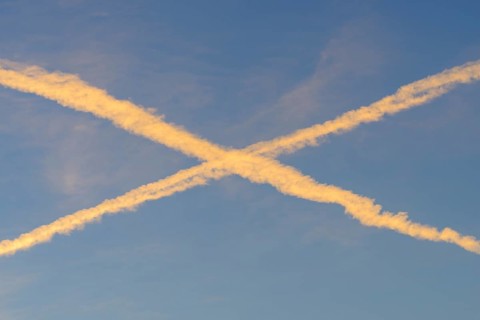 Crossing Contrails at Morning Light