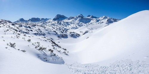 Winter landscape in the snowy Alps