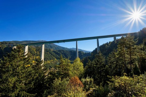 Europe bridge with sun