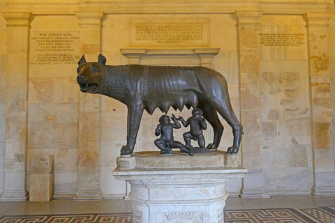 Statue of the Wolf with Romulus and Remus in the Capitoline Museum