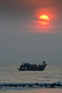 Fishing boats at sunrise