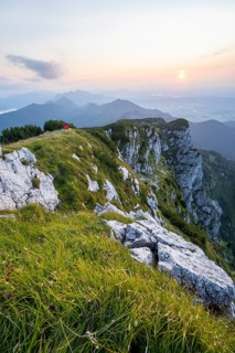 Hiker looking at mountains