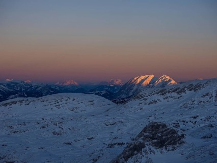 Evening light at sunset over the Grimming