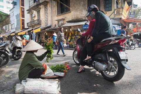 Flower seller in the city