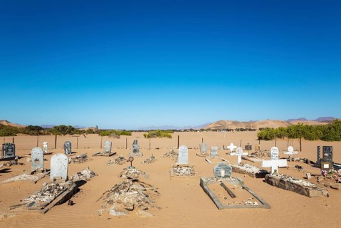 Cemetery at the remote De Riet settlement at the edge of the Aba-Huab river