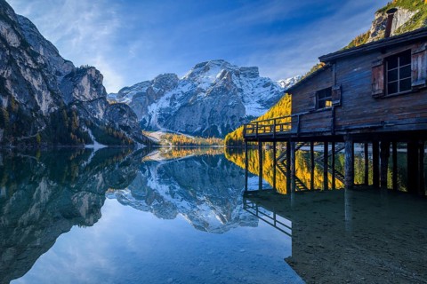 Boat house with Croda del Becco