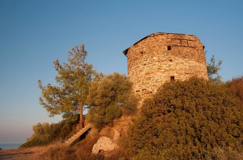 Ruin of a windmill in the morning light