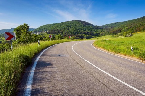 Winding Country Road in Spring