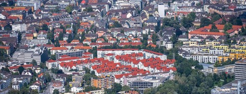 View from the Uetliberg to the city centre with residential buildings of Zurich