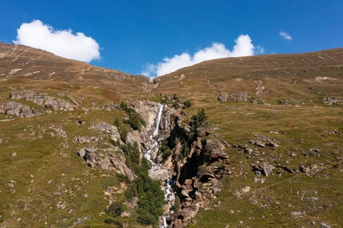 Mountain stream with waterfall in Rofental