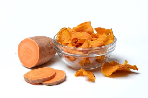 Sweet potato and sweet crisps in skin