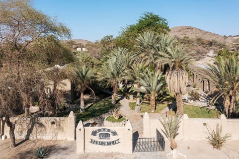 The Fort Sesfontein Lodge in Sesfontein in the close vicinity of the Hoanib river