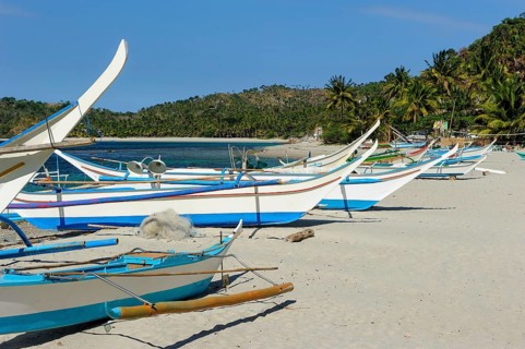 Traditional fishing boats Outrigger boats of fishermen