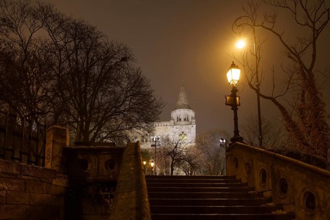 Stairs to the Fisherman's Bastion on Buda Castle Hill