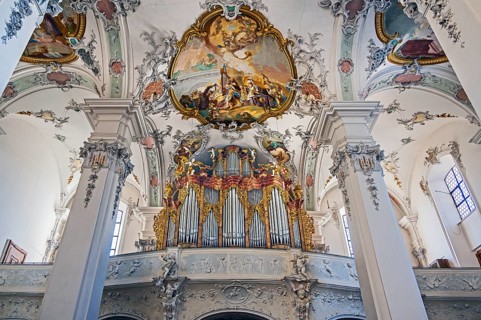 Organ gallery and ceiling frescoes