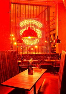 View into a styled bar with special beers