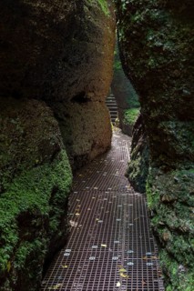 Hiking trail through narrows of the Drachenschlucht