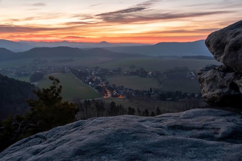 Sunrise over the Elbe Sandstone Mountains