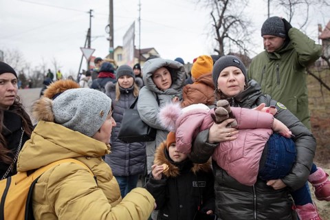 Ukrainian refugees at the border
