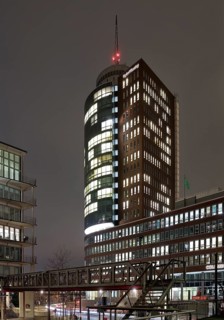 HafenCity with the Columbus House at night