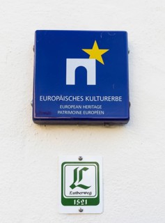Sign European Heritage and Luther Way at Luther House