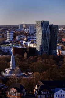 View of the Dancing Towers from the tower of St. Michael's Church towards St. Pauli