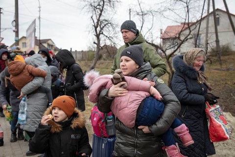 Ukrainian refugees at the border