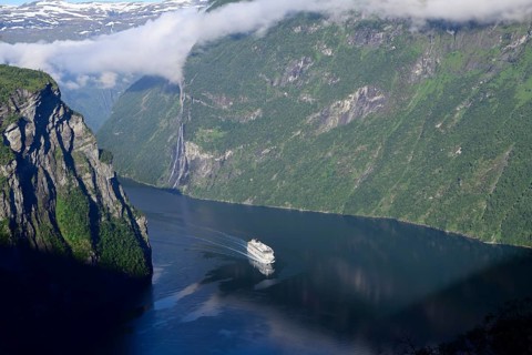 View of the Geirangerfjord from the Eagle Road viewing platform