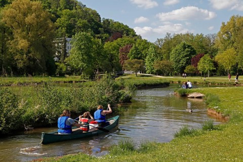 Canoeist Franconian Saale spa area Bad Kissingen