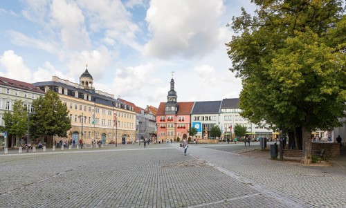 Market square with town palace and town hall