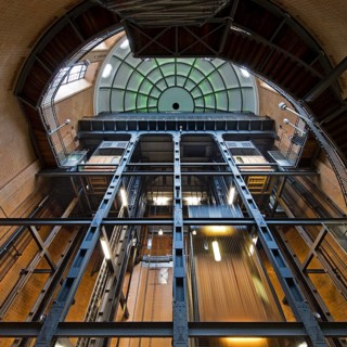 View of the north dome and cages from the tunnel floor