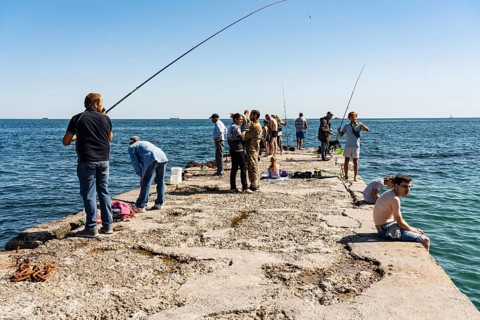 Anglers at Lanzheron beach