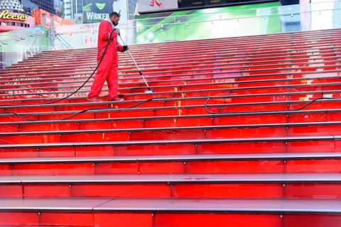 Cleaner in Times Square