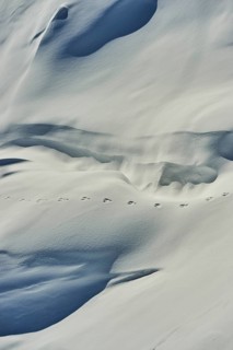 Track going through the deep snow on Mount Kitzsteinhorn