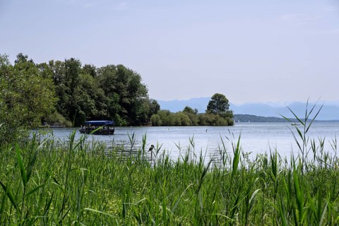 View to the Rose Island in Feldafing Bay