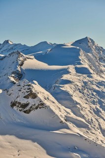 View from Mount Kitzsteinhorn on snow covered mountains