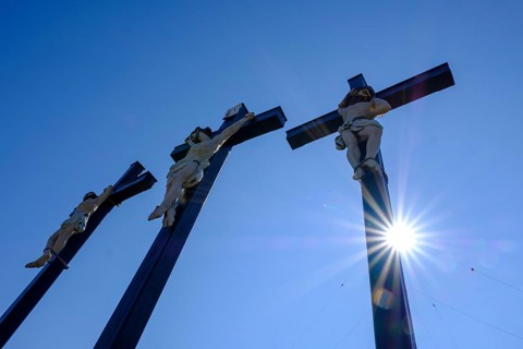 Three crosses at Kreuzberg near Bischofsheim