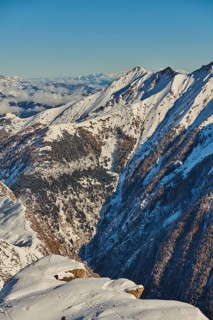 View from Mount Kitzsteinhorn on snow covered mountains