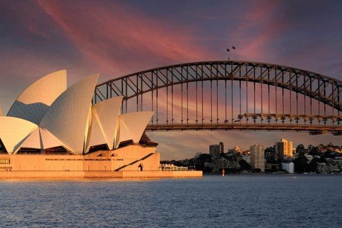 Sydney Opera House seen from the Harbour Bridge