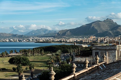 View from Palazzo Butera over the Bay of Palermo with Monte Pellegrino